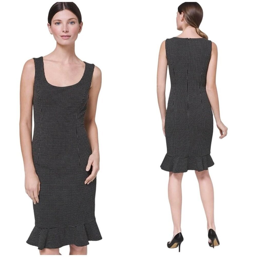 🌟NWT White House Black Market Dashed Dot Body Perfecting Midi Dress Black $160